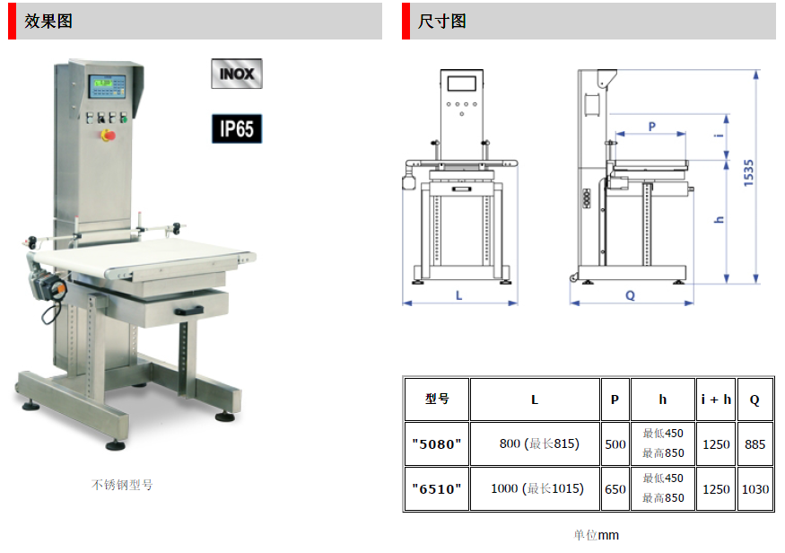 狄纳乔检重秤尺寸